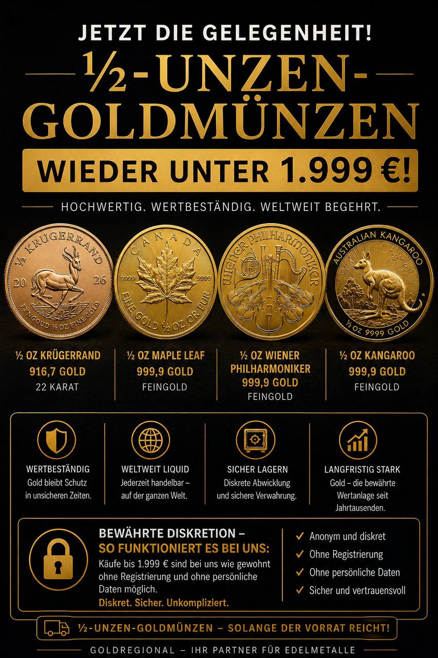 Gold Marketing (002) 1/2 Uz Gold für unter 1.999 €