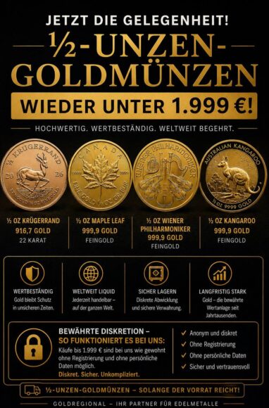 1/2 Uz Gold für unter 1.999 €